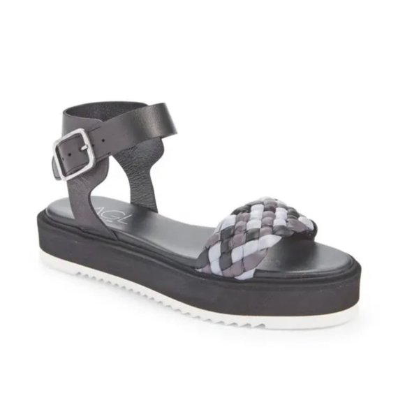 Agl Shoes - New AGL Mirea Braided Platform Ankle Strap Sandals in Nero/Carbon - Size 8